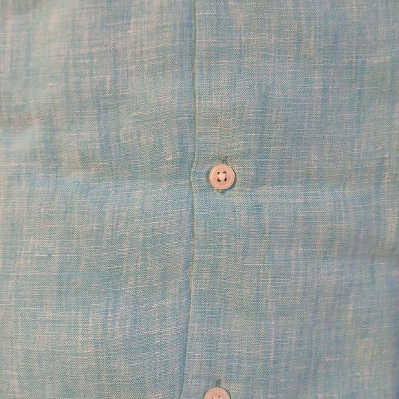 Untuckit Blush Aqua Women's Linen Long Sleeve Button Down SZ  4  NWT - Picture 5 of 8